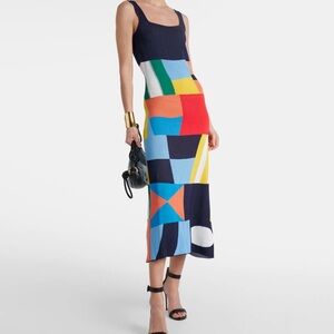 Staud NWT Katie Colorblocked Midi Dress Size XS Compact Knit SOLD OUT STYLE